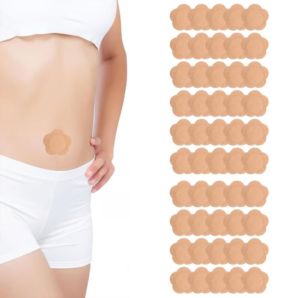 🏆50pcs Pack Wrap for Belly Button , Self-Adhesive Patches Organic Disposable Spunlace Cloth Highly Absorbent Pad with Cotton, Oil Not Included (Skin Color)