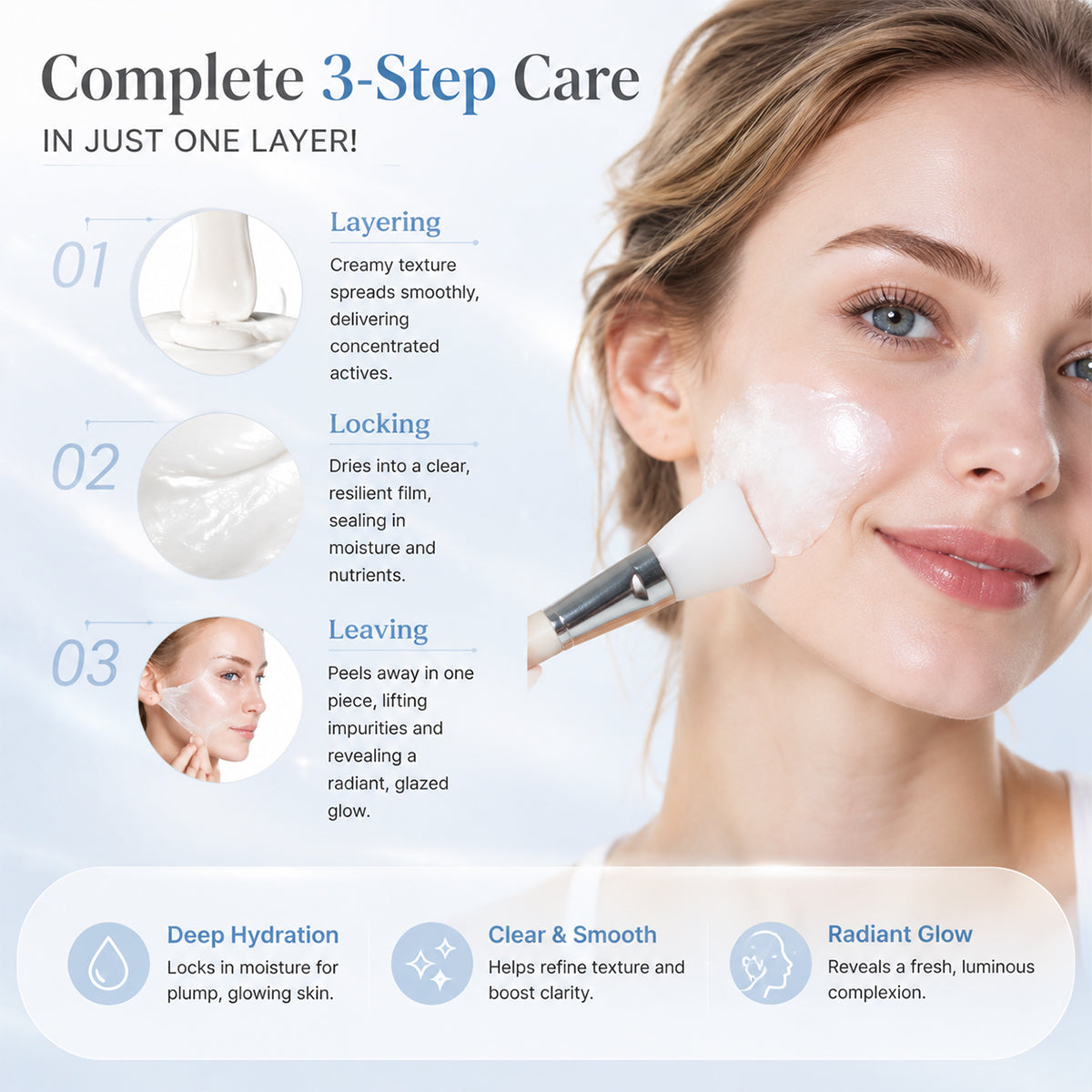 PDRN-Exosome Skinplaning Glaze Mask  with Silicone Brush