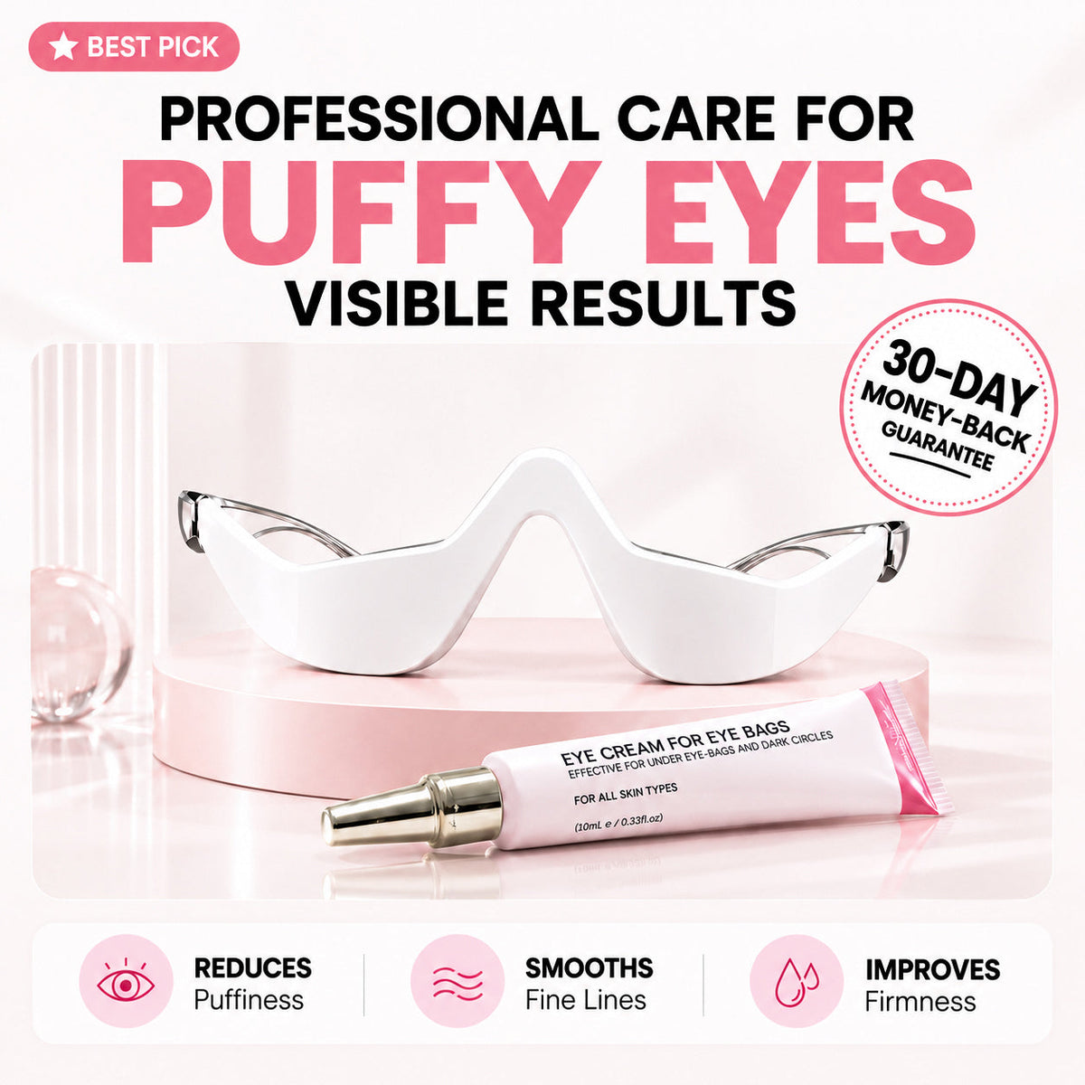 2-in-1 Red Light Therapy + EMS To Erase Eye Bags