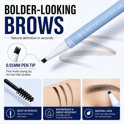 Waterproof 2-in-1 Micro-Fork Eyebrow Pen & Tinted Gel