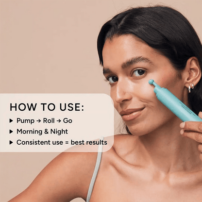 Peptide Eye Serum - Cooling Rollerball Under Eye Serum for Puffiness Dark Circles & Wrinkles