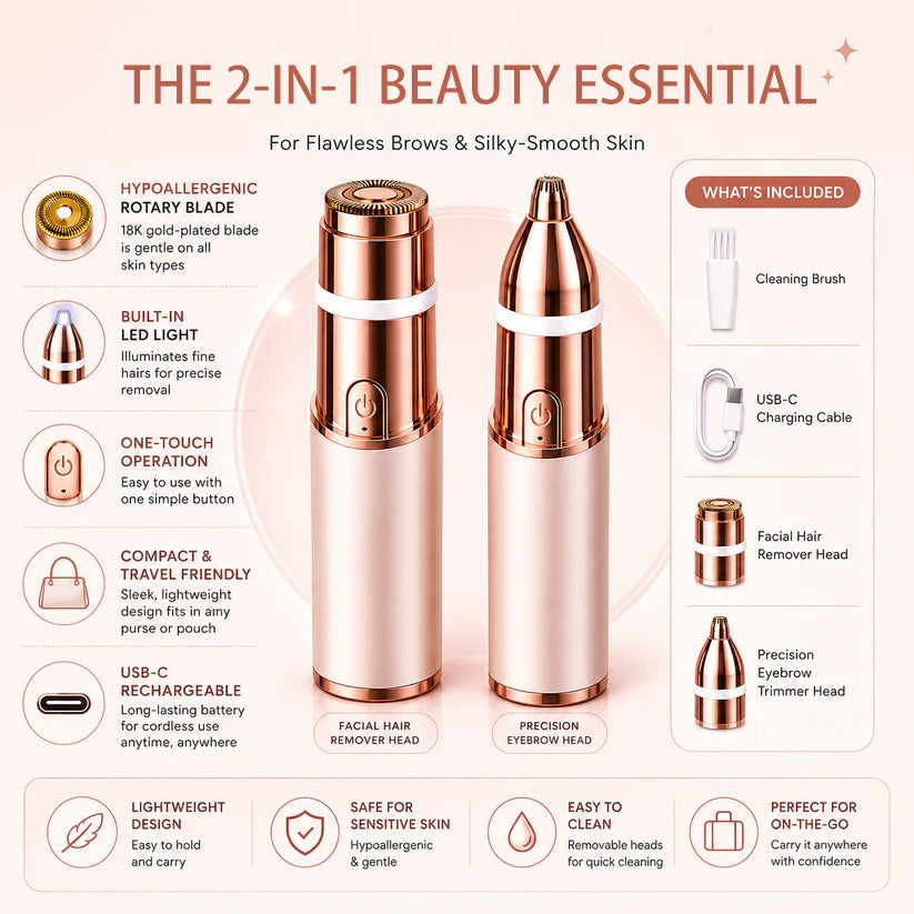 2-in-1 Women's Eyebrow and Facial Hair Removal Device