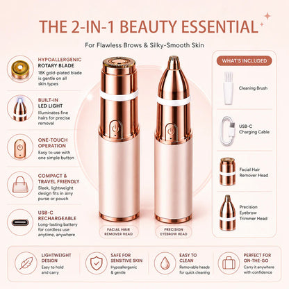 2-in-1 Women's Eyebrow and Facial Hair Removal Device