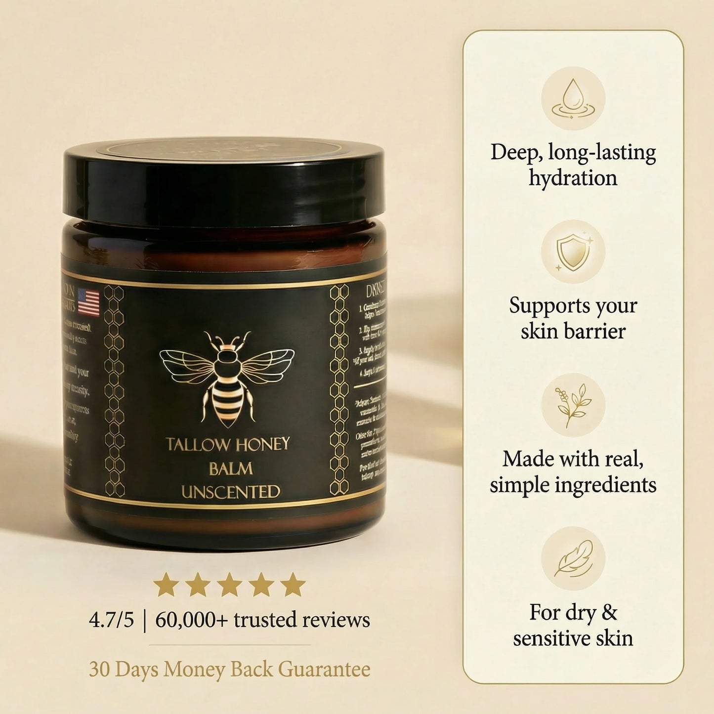 Organic Tallow Honey Balm to Help Erase Fine Lines, Wrinkles, and Age Spots